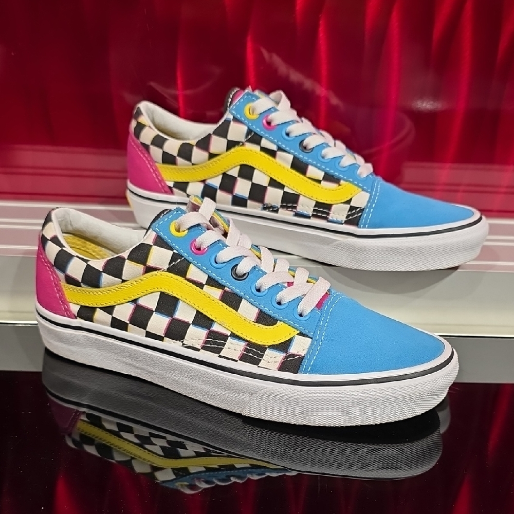 Vans Old Skool Crazy Check CMYK Mens 6.5 Womens 8.0